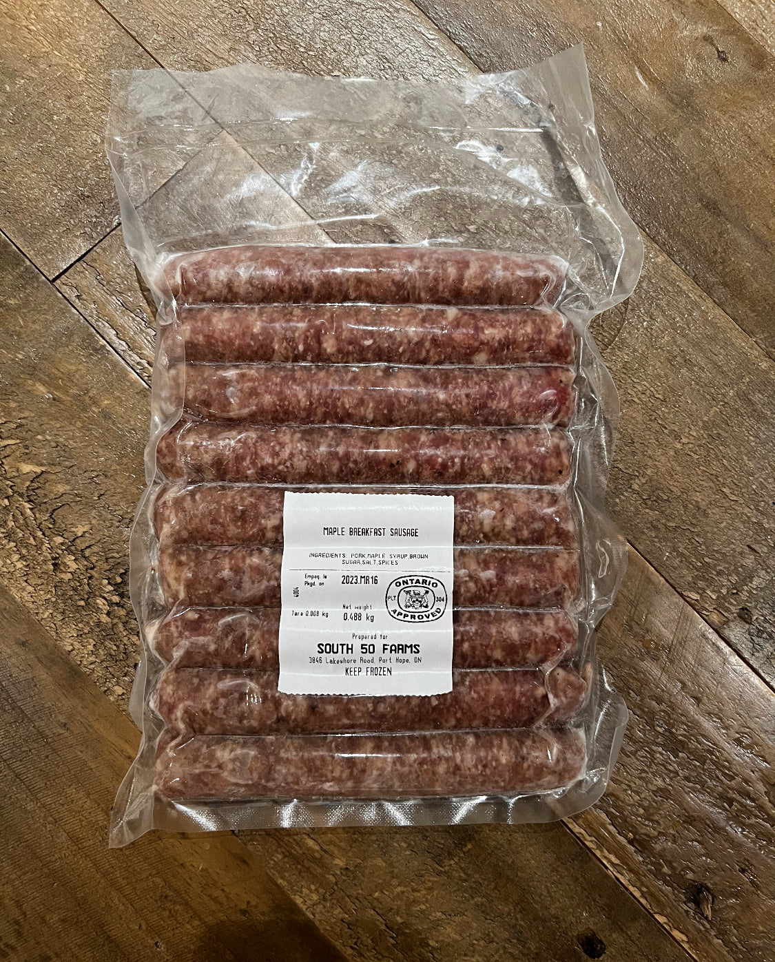 South 50 Farms Ontario-Raised Maple Breakfast Sausage, 400-500g