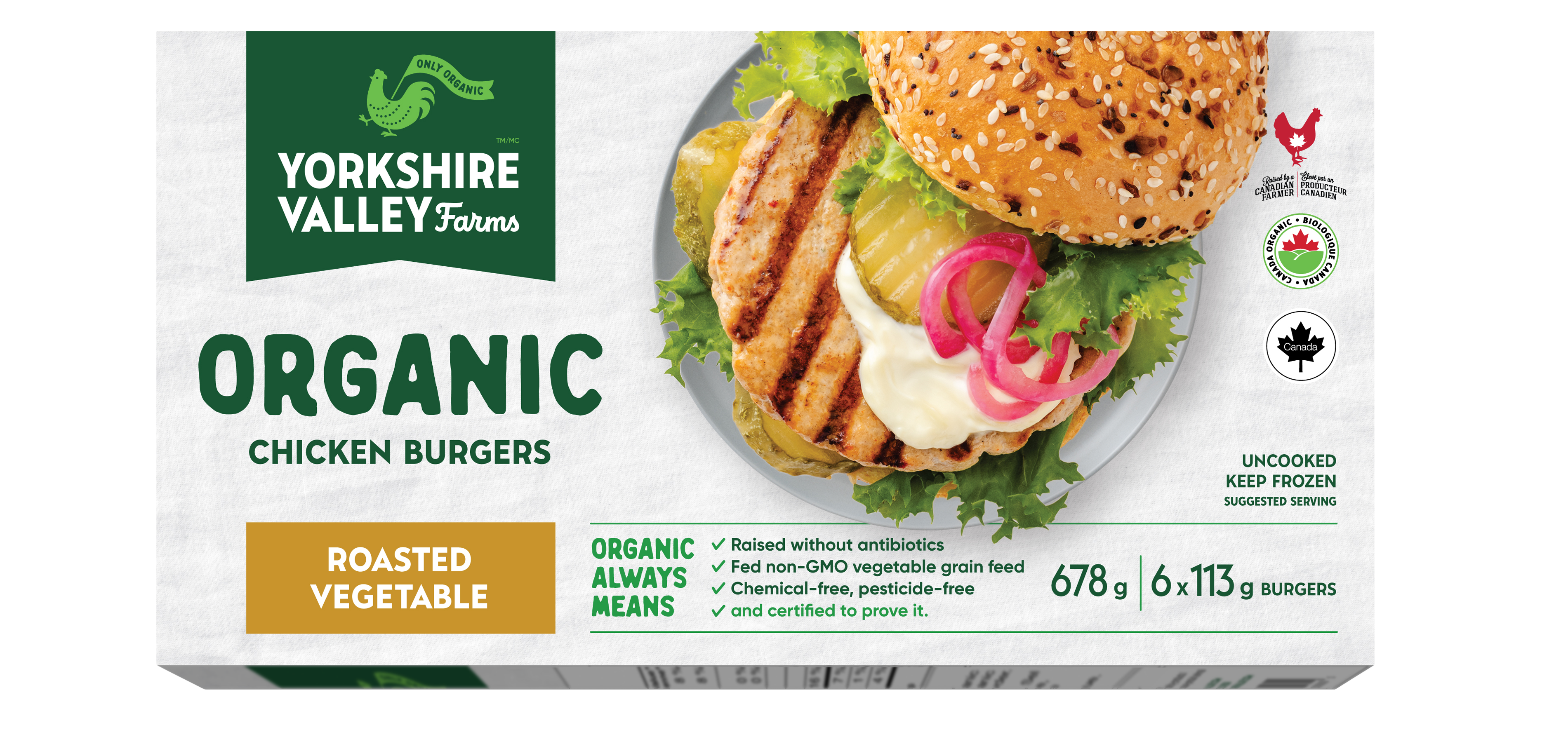 Organic Roasted Vegetable Chicken Burgers