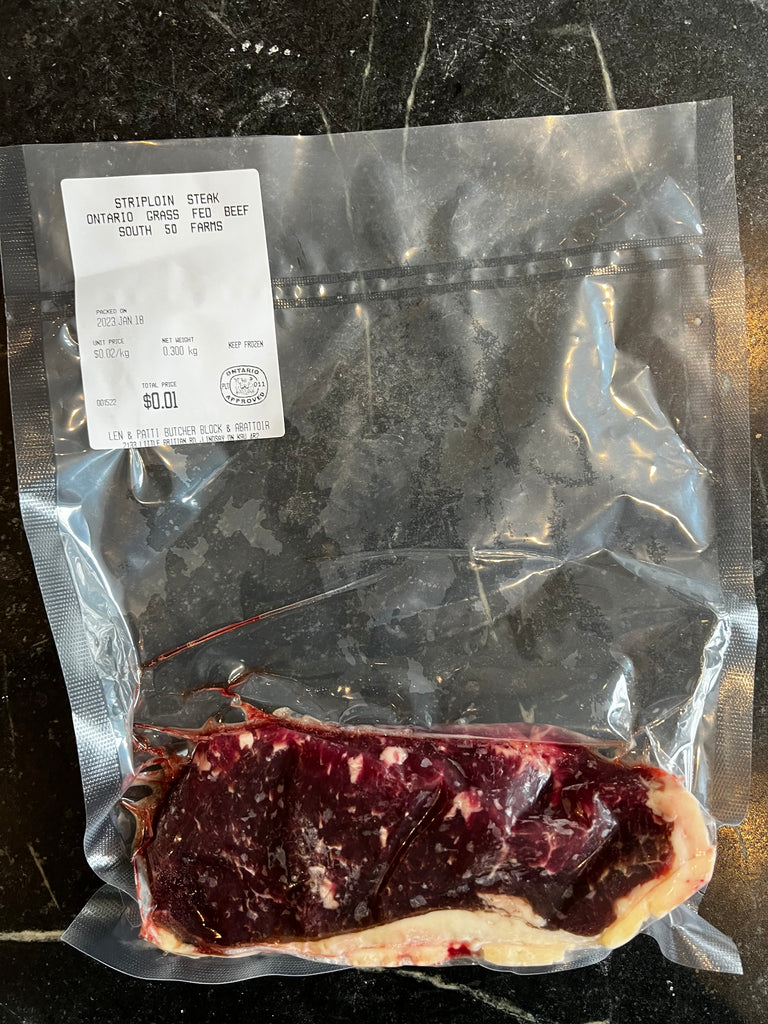 Ontario-Raised Grass-Fed Striploin Steak, boneless 200-300g
